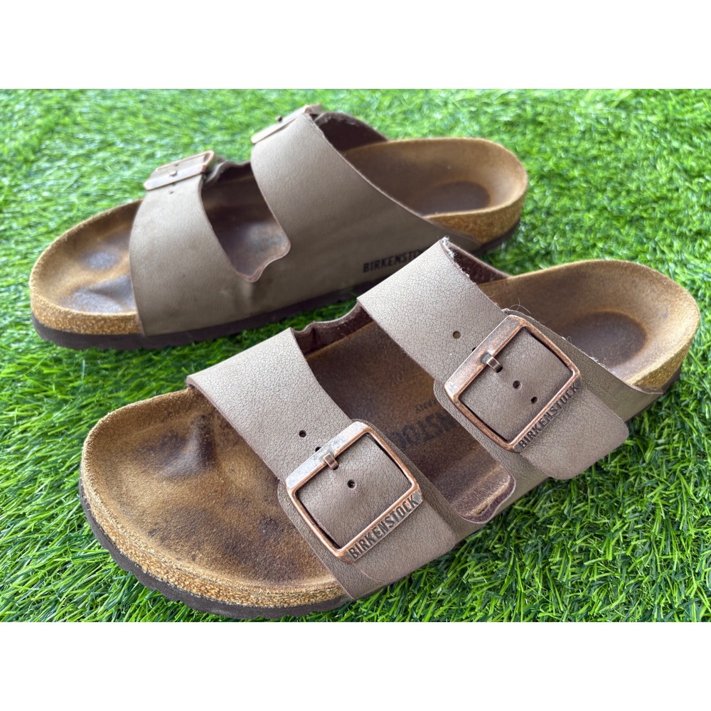 Birkenstock Arizona Mocha Sandals Brown Two Strap Slides Womens Size 9.5 Men 7.5